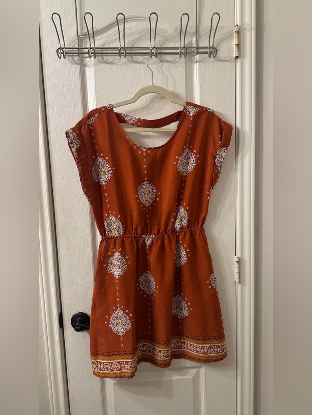 Rust Print Tunic Dress with pockets